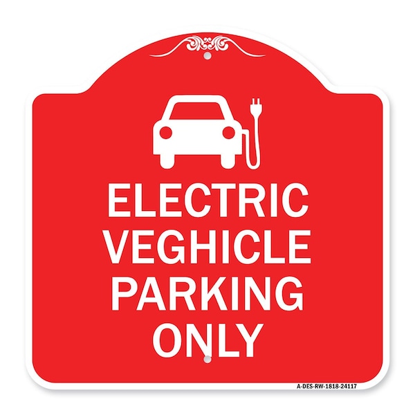 Signmission Electric Vehicle Parking W/ Graphic, Red & White Aluminum Sign, 18" x 18", RW-1818-24117 A-DES-RW-1818-24117 - main